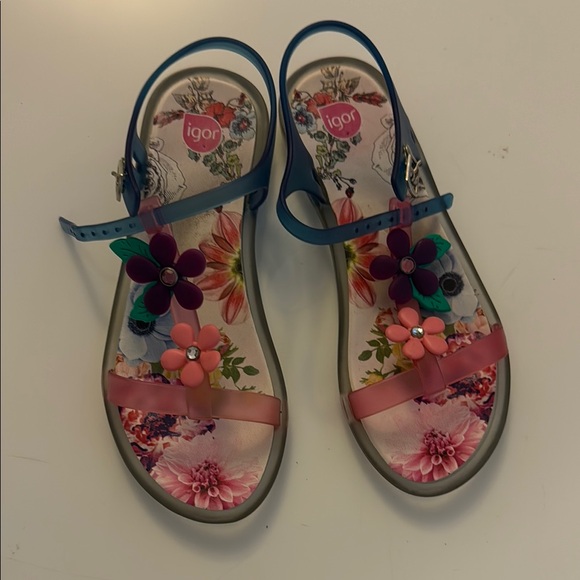Igor Kids Floral Sandals - Blue and Pink Jelly size 31 - Picture 1 of 1